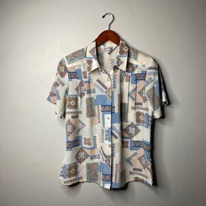 Vintage multicolored short sleeve button up shirt size 7